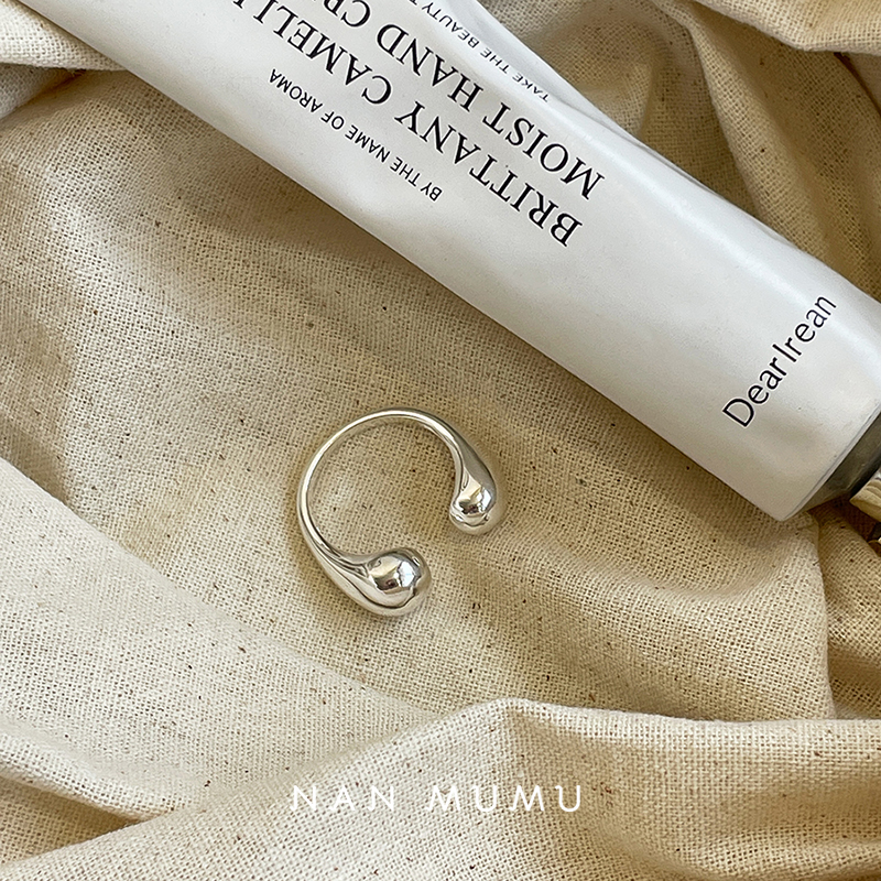 NanMuMu韩系饰品水滴开口气质百搭ins博主同款小众设计戒指女指环