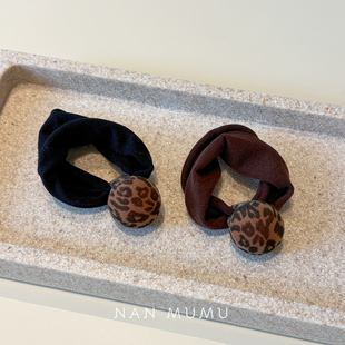 NANMUMU美拉德豹纹韩系发圈 韩国进口高弹力盘发马尾皮筋复古发绳