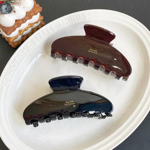 韩式 醋酸盘发鲨鱼夹发饰 france一体纯黑大号抓夹发夹emijay新款