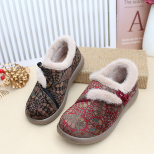 套脚女休闲鞋 毛毛口家居外穿鞋 轻软复古 加绒保暖女棉鞋 老北京布鞋