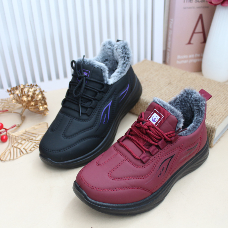 冬季老北京布鞋加绒保暖高帮女棉鞋加厚大棉鞋套脚女休闲鞋妈妈鞋