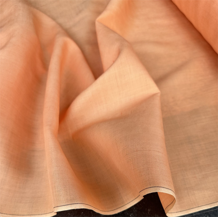 日本进口细腻光泽桔粉色100%苎麻麻料布料设计师连衣裙衬衫布料