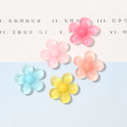 小清新半透明五瓣花太阳花diy树脂配件 头饰奶油胶手机胶材料烟盒