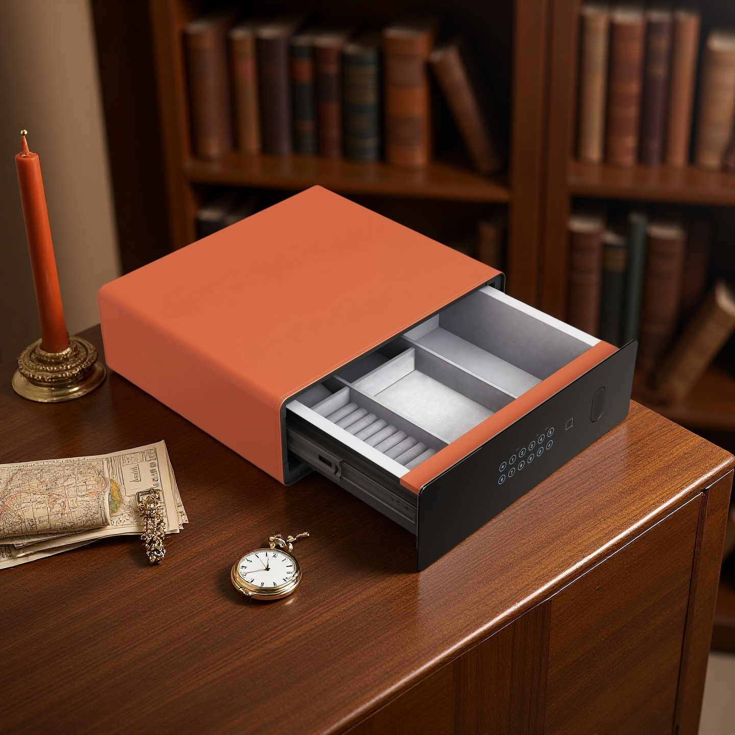 博锐卡智能防盗新款保险箱指纹密码抽屉式家用衣柜小型保险柜办公