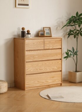 红橡木全实木卧室收纳五斗柜