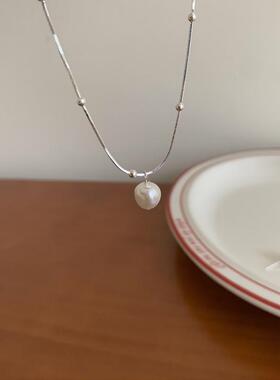 间珠搭配珍珠项链女简约气质小众设计ins风感锁骨链百搭饰品