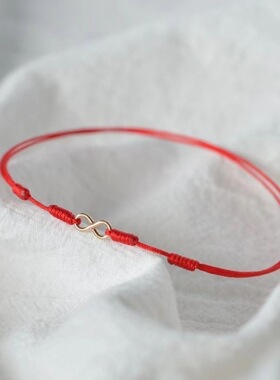 新款小众设计无限有钱红绳脚链女夏编织脚绳手链绳男情侣礼物