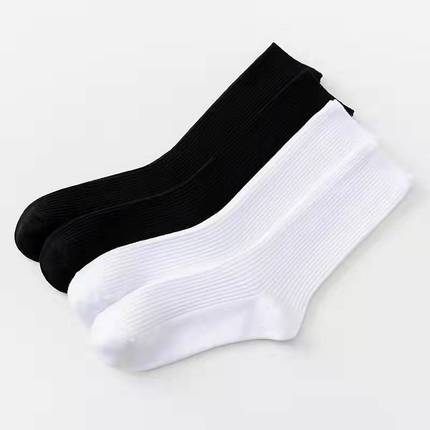袜子长袜纯白黑色棉运动中筒秋季厚款高帮防臭男女篮球长筒袜潮