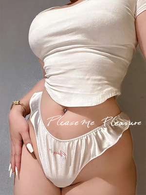 性感内裤缎面荷叶边三角裤丁字裤