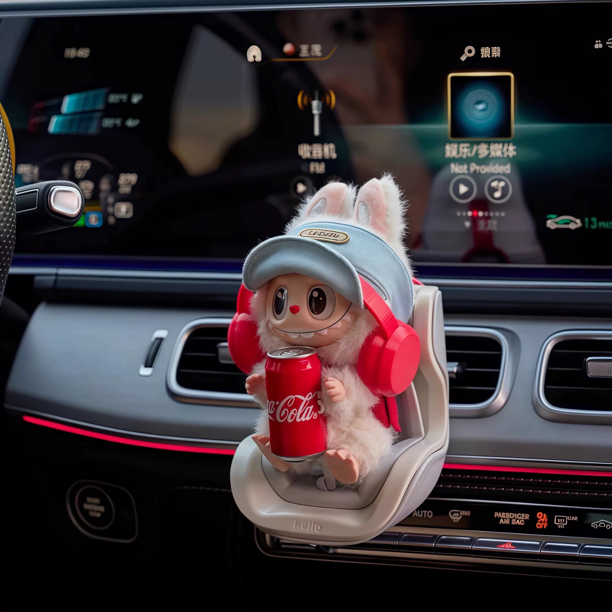 适用于Labubu车载安全座椅坐坐派对拉布布一二三代车载出风口装饰