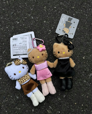 日本NIC50周年Kitty限定全黑碳灰kt凯蒂猫毛绒玩具公仔书包挂件