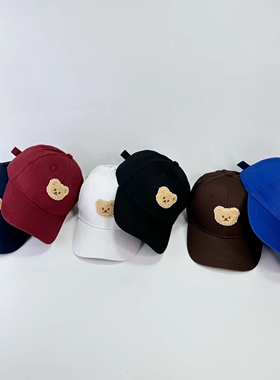 ins韩版学院风儿童可爱卡通小熊棒球帽春秋亲子街拍显脸小鸭舌帽
