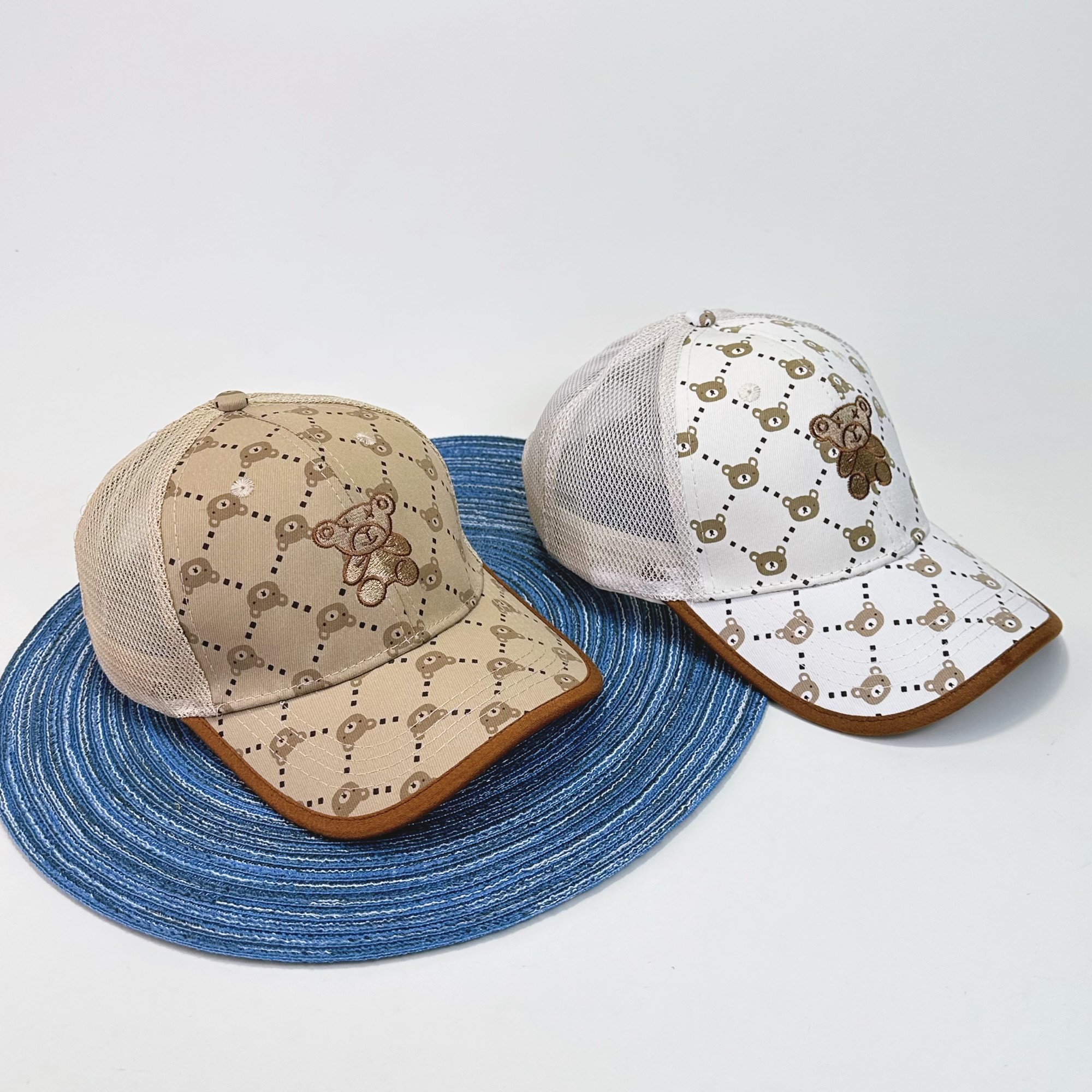 儿童帽子男童棒球帽网眼透气小熊鸭舌帽女中小童春夏季薄款遮阳帽