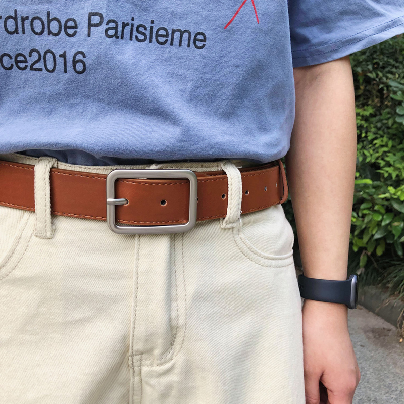 新款皮带ins潮韩版百搭日字针扣PU休闲时尚腰带男女情侣时尚港风