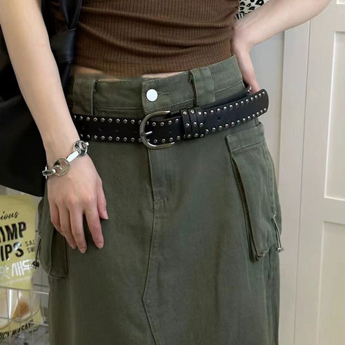 双排铆钉装饰个性腰带