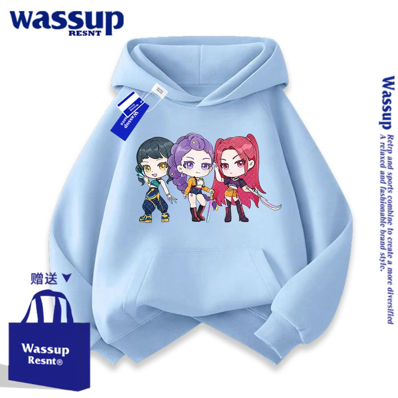 WASSUP联名K-POP猎魔女团男女儿童学生打底连帽卫衣服亲子装春秋