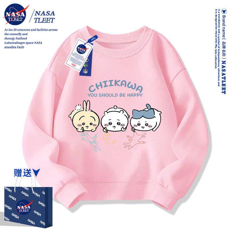 NASA联名春秋季新款卡通动漫吉伊卡哇休闲上衣百搭男女童圆领卫衣