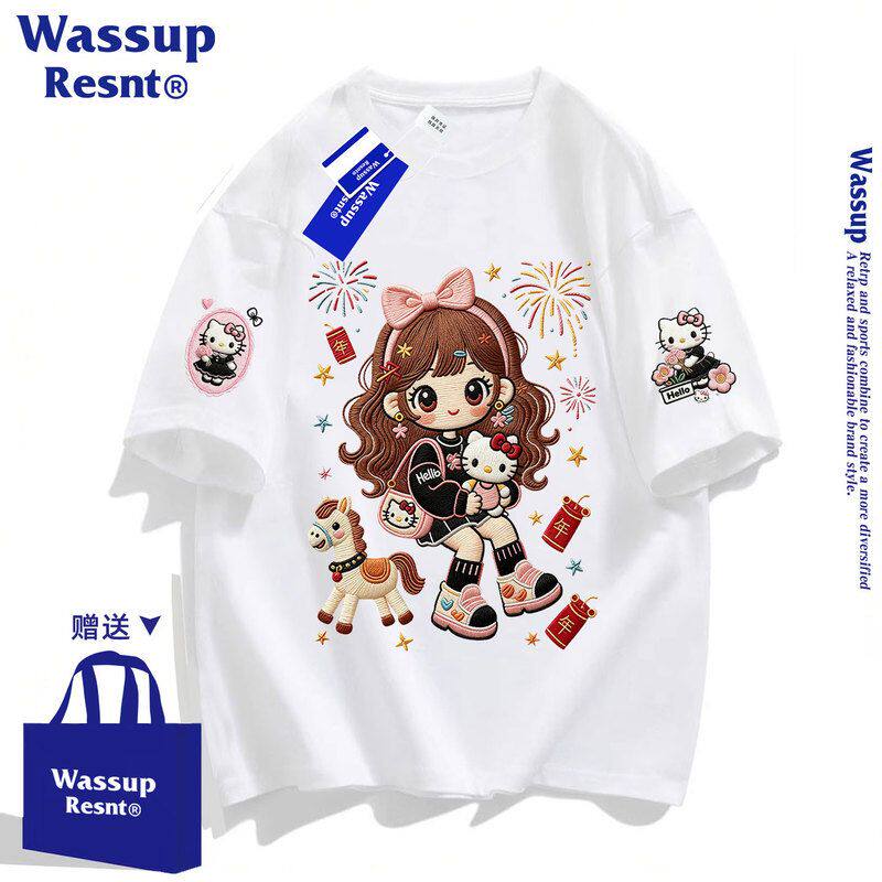 WASSUP女童纯棉短袖t恤2026新款夏季可爱爆款中大童百搭上衣童装