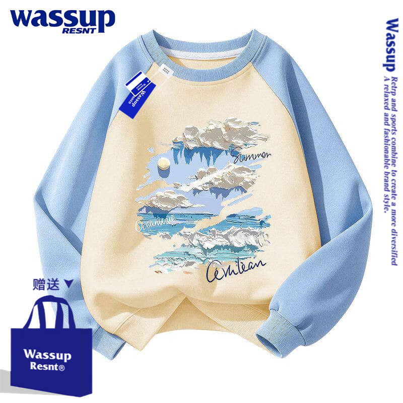 WASSUP2026新款油画休闲时髦潮酷上衣卫衣服潮童装亲子秋冬装新