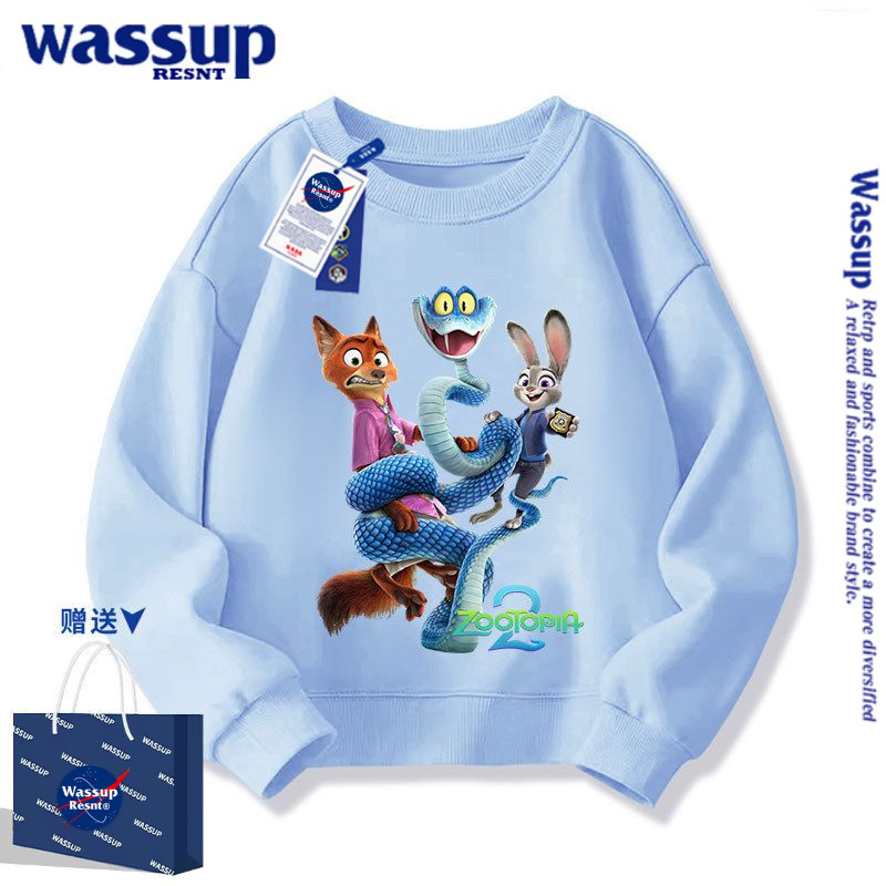 WASSUP疯狂动物城盖瑞一条蛇卫衣秋冬季衣服狐狸兔子中大童亲子装