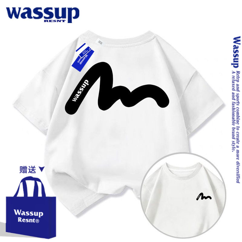 WASSUP亲子装一家三口母子夏季短袖2026新款母女纯棉t恤全家夏装