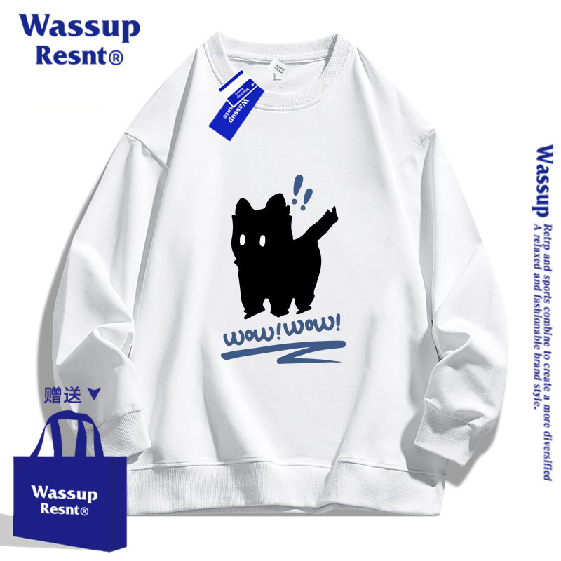 WASSUP RESNT美式卫衣女款外套男2025新款潮流宽松圆领青少年上衣