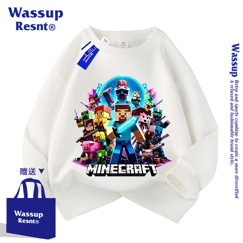 WASSUP我的世界苦力怕动漫游戏衣服动漫秋冬加绒卫衣男女学生上衣