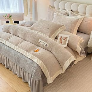 絮棉家纺2026年新款全消光加厚牛奶绒轻奢简约床盖款四件套冬季