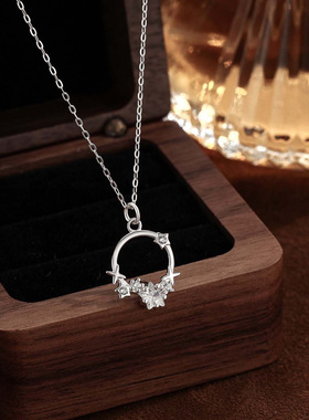 s999纯银足银小星星项链百搭轻奢感锁骨链冷淡风简约气质饰品