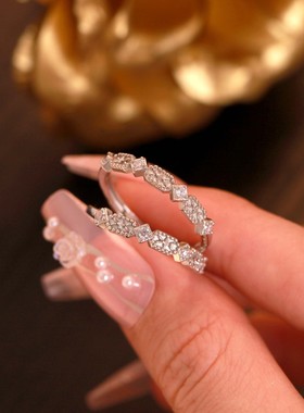 S999纯银足银情侣戒指爱的救赎男女小众设计轻奢款戒环七夕对戒