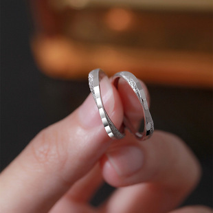 999纯银情定终生情侣戒指可调节韩版INS轻奢爱你足银对戒送女友