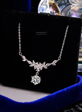 S999纯银樱花项链女轻奢森系小众高级感锁骨链花枝月桂项饰礼物