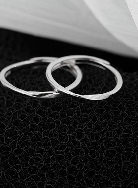 s999戒指纯银莫比乌斯环情侣一对小众时尚个性潮简约素圈对戒