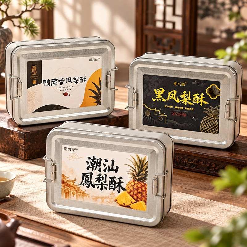 潮汕凤梨酥铁盒装送礼手信传统中式糕点小吃休闲茶点特色伴手礼