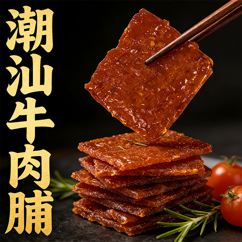 潮汕牛肉脯手撕牛肉片手信礼盒装牛肉干解馋肉脯肉类零食小吃特产