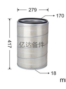 适用于日立EX450-5 三一SY285C/SY305C/SY335C发动机空气滤芯