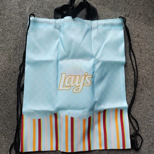 聚酯纤维束口抽绳手提双肩背包旅行出行折叠简易包包收纳式袋