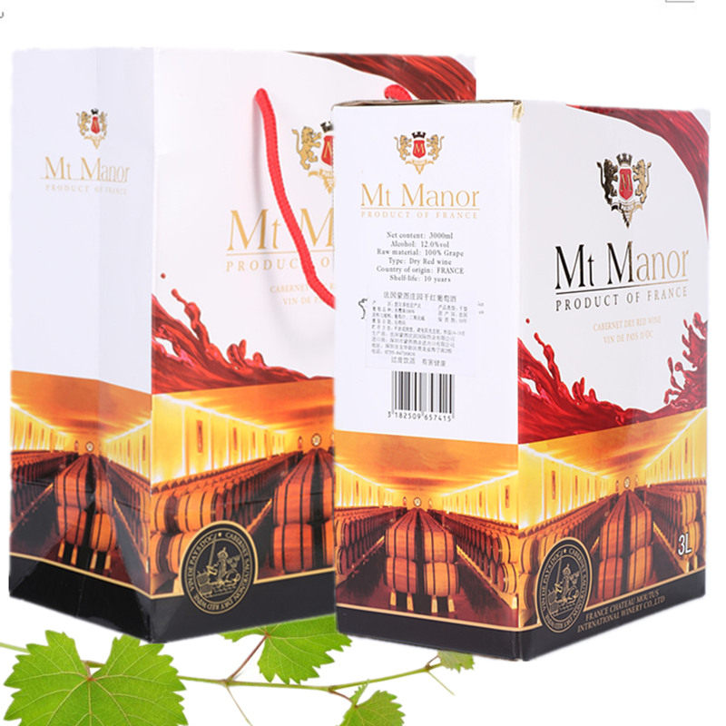 法国蒙图庄园Mt manor干红3L进口葡萄酒红酒大瓶6斤纸盒 盒装袋装