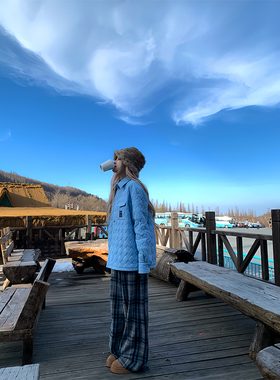 Thas9i九亿 海盐特调 宽松衬衫女秋冬新款叠穿氛围感夹棉衬衣外套