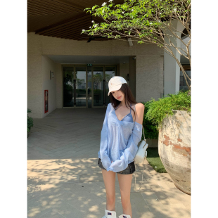 女三角杯比基尼套装 Thas9i九亿 蝴蝶结镂空微透宽松休闲针织罩衫