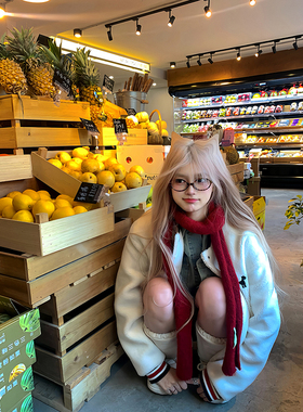 Thas9i九亿 海德公园 慵懒感软糯羊羔绒棒球服秋冬学院风保暖外套