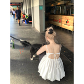 花苞白色法式 Thas9i九亿 月光独白 绝美吊带小上衣女叠穿吊带裙子