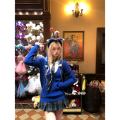 麻花毛衣女秋冬刺绣针织上衣 慵懒V领微修身 Thas9i九亿 罗马假日