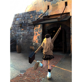 Thas9i九亿 子加厚毛呢半身裙女秋冬A字裙裤 魔法学院美式 学院风格