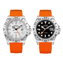 PARNIS柏尼时手表 橙色GMT橡胶表带 男表 40mm全自动防水机械表