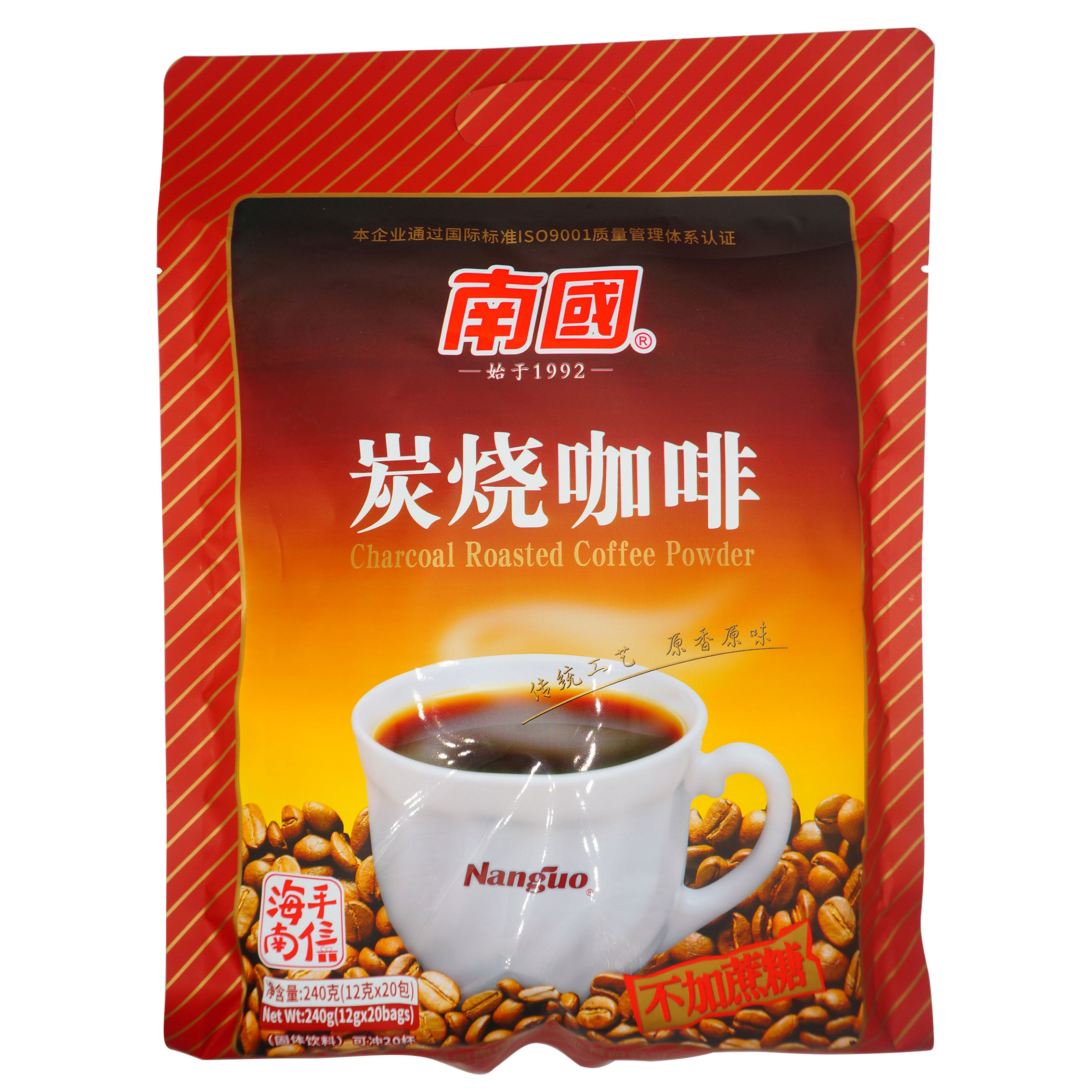 海南特产南国炭烧咖啡240克袋装速溶咖啡无蔗糖香醇美味