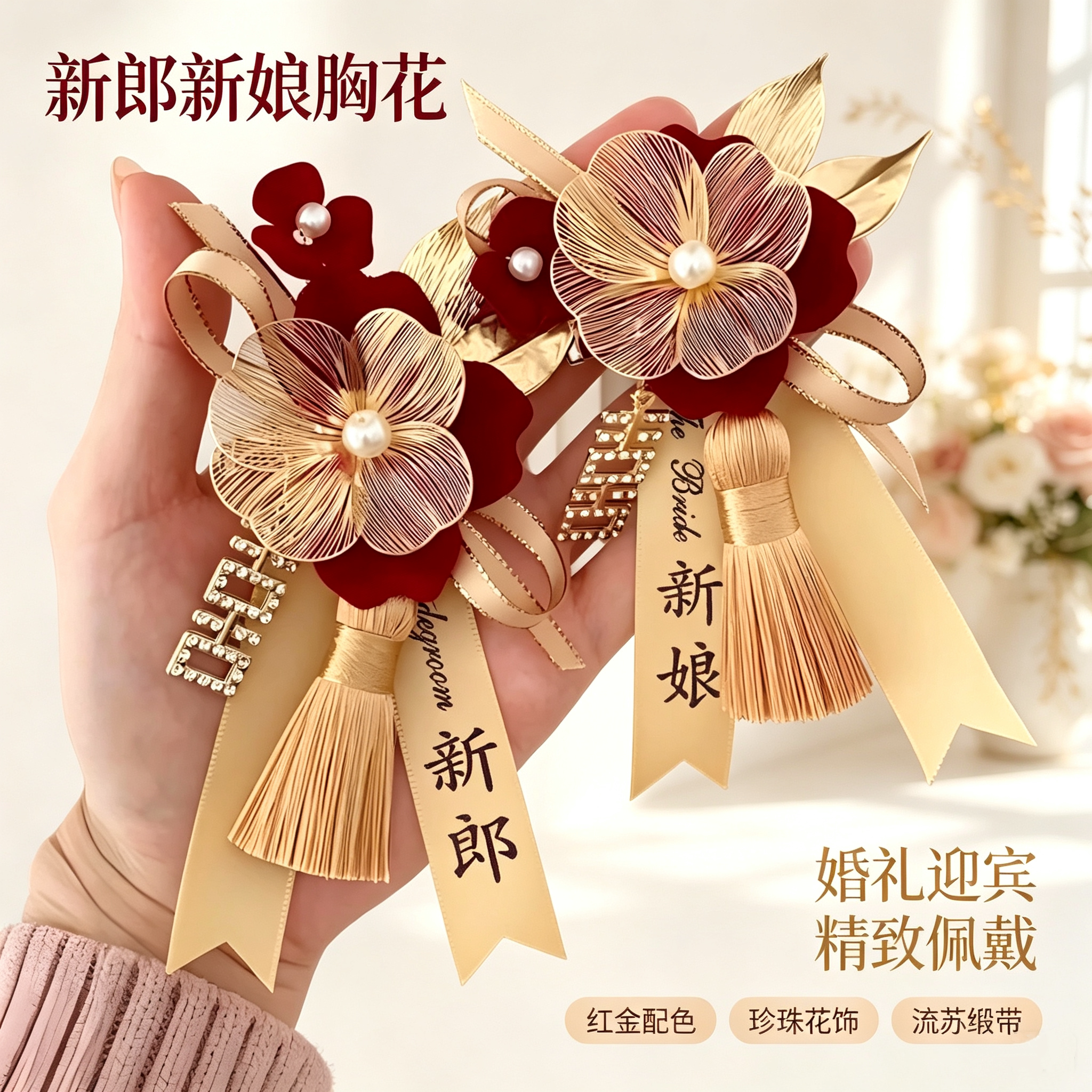 婚礼全套胸花襟花新人伴郎伴娘