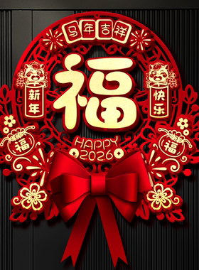 马年大吉福字门贴新年立体过年春节入户门幅贴新款大门装饰窗花