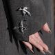 扣礼物 s930纯银原创设计百搭简约袖 東黑三白 一飞冲天鸟