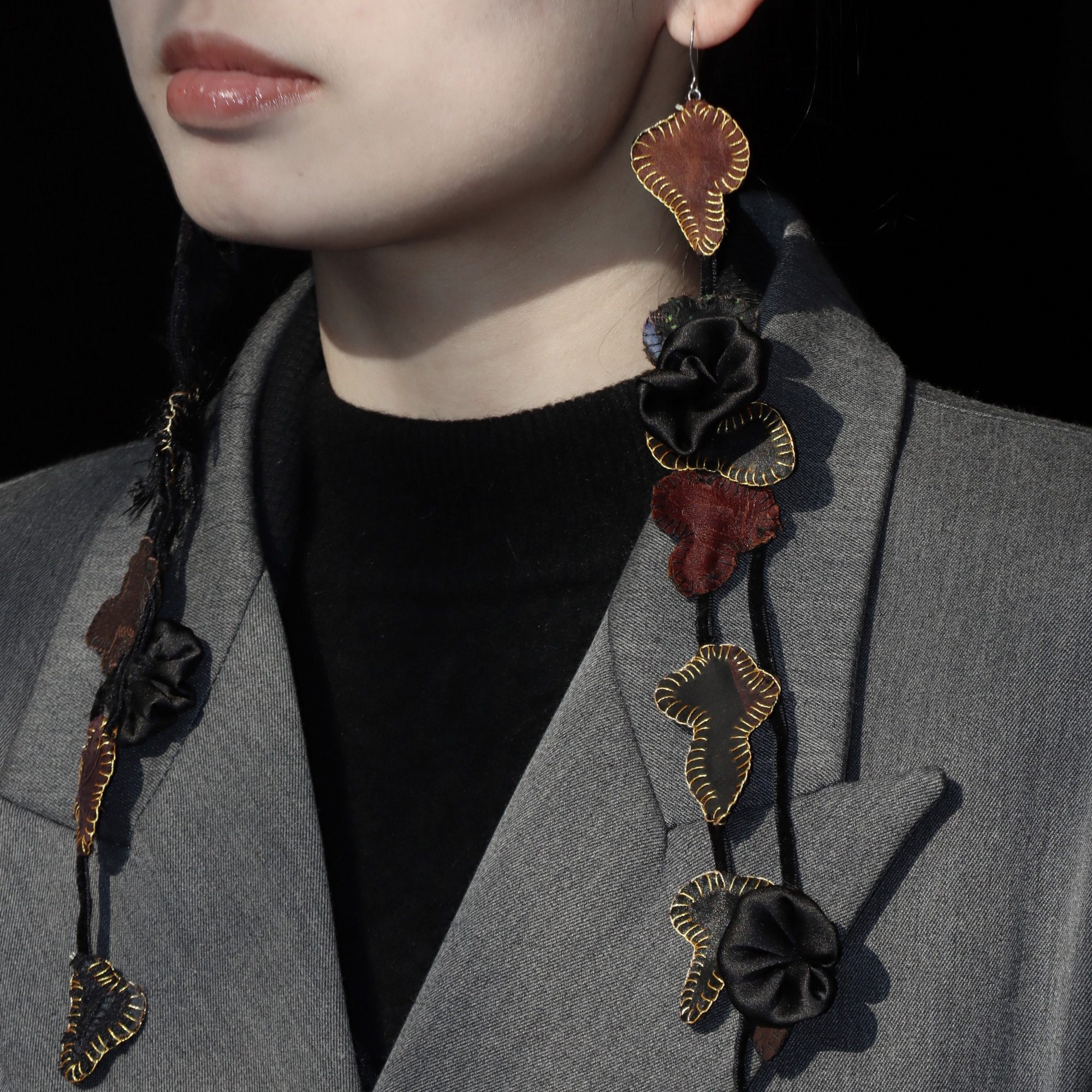 東黑三白/ 棕花红花 香云纱原创设计感纺织中式步摇百搭耳钩礼物,饰品/流行首饰/时尚饰品新,银饰耳饰,淘宝优惠券,粉丝福利购,淘宝优惠卷